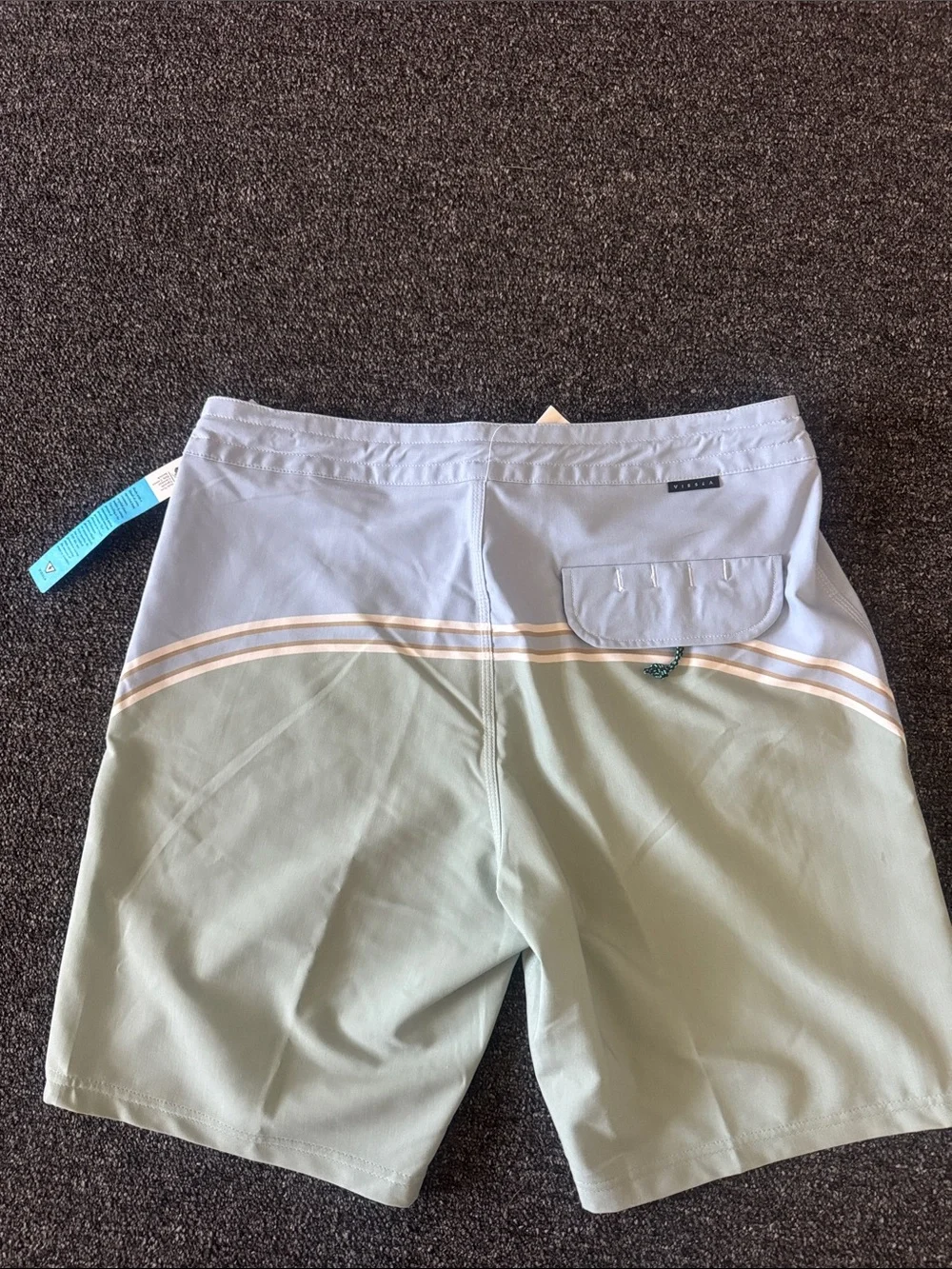 VISSLA Two-Tone Light Blue and Sage Green Men’s Board Shorts